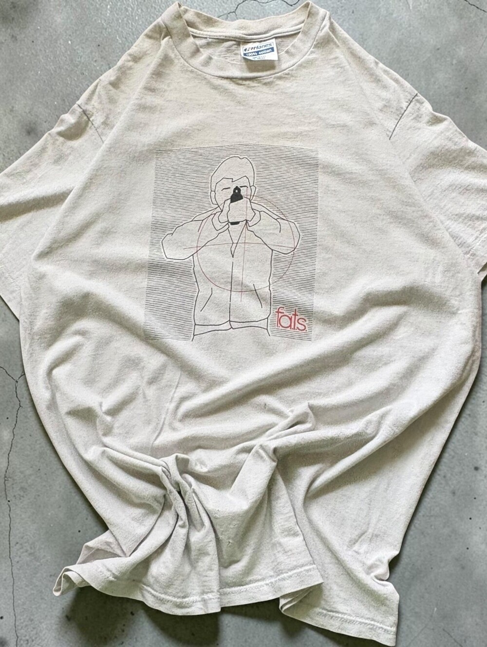 Vintage 90s F.A.T.S. Gun Target Shirt White Graphic Shirt Size Mens Large